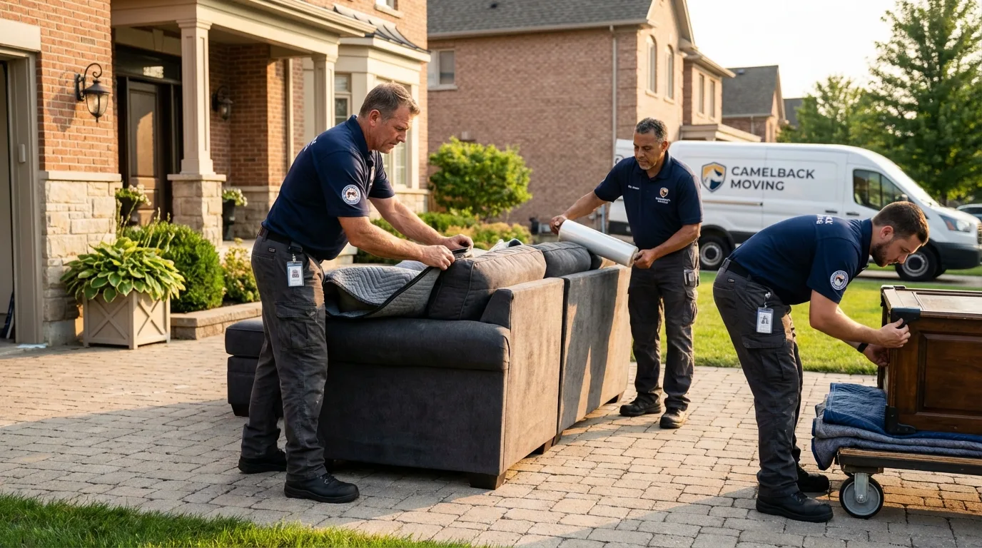 Large estate moving crew wrapping furniture in Clarks Summit, PA